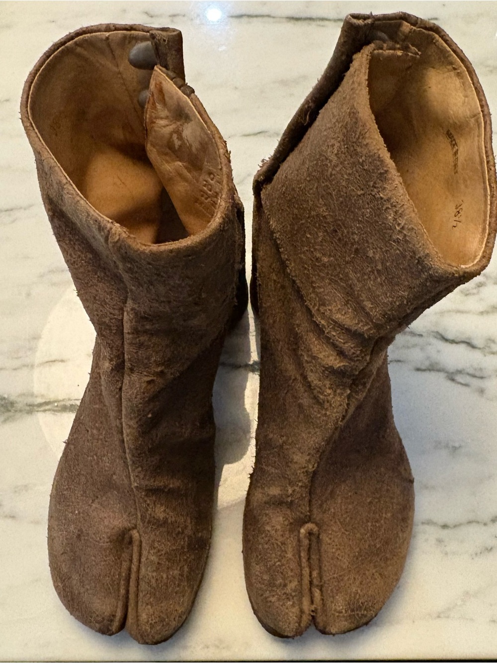 Maison Martin Margiela vintage Brown Split-Toe tabi Suede Boots. Rare ! - Picture 5 of 16